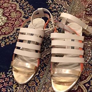 Shoes, dressy Sandals with ankle strap, brand new never worn